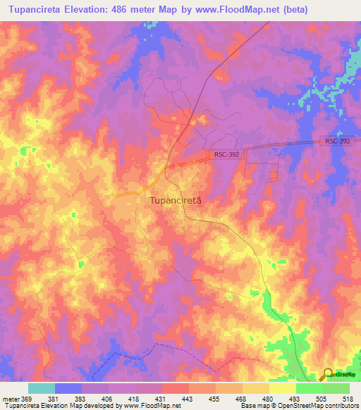 Tupancireta,Brazil Elevation Map