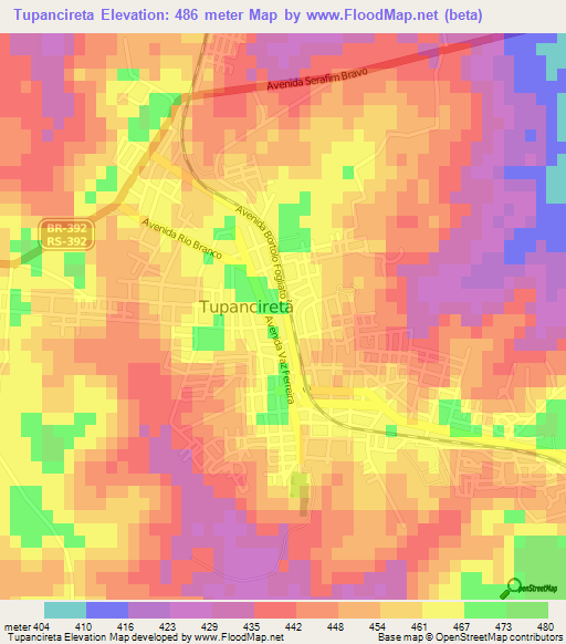 Tupancireta,Brazil Elevation Map