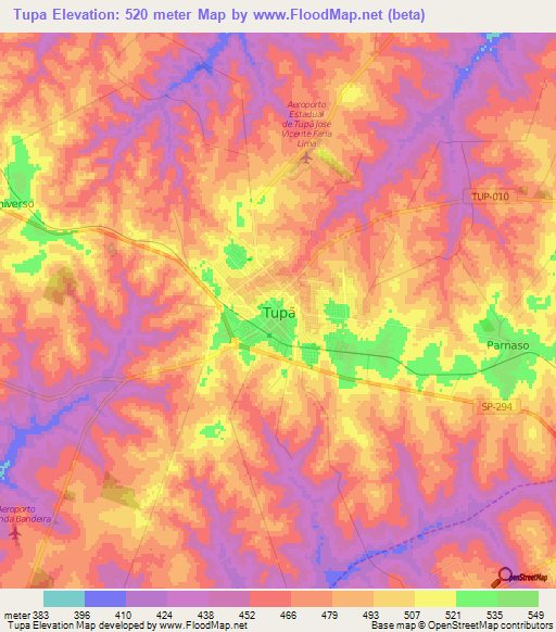 Tupa,Brazil Elevation Map