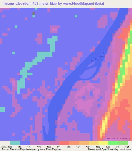 Tucum,Brazil Elevation Map