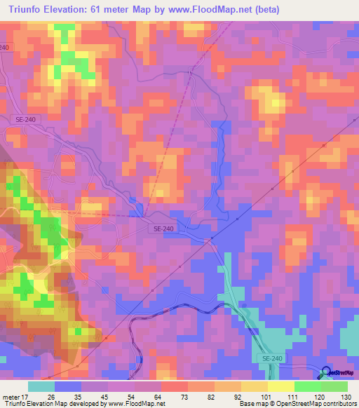 Triunfo,Brazil Elevation Map