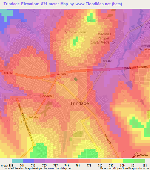 Trindade,Brazil Elevation Map