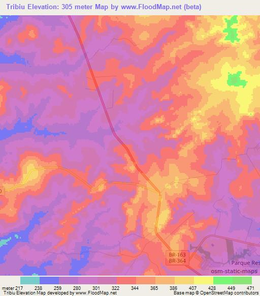 Tribiu,Brazil Elevation Map