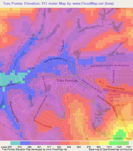 Tres Pontas,Brazil Elevation Map