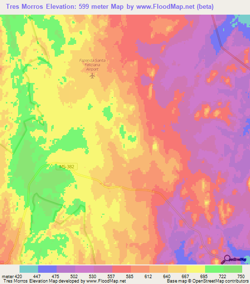 Tres Morros,Brazil Elevation Map