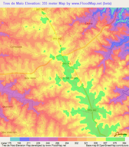 Tres de Maio,Brazil Elevation Map