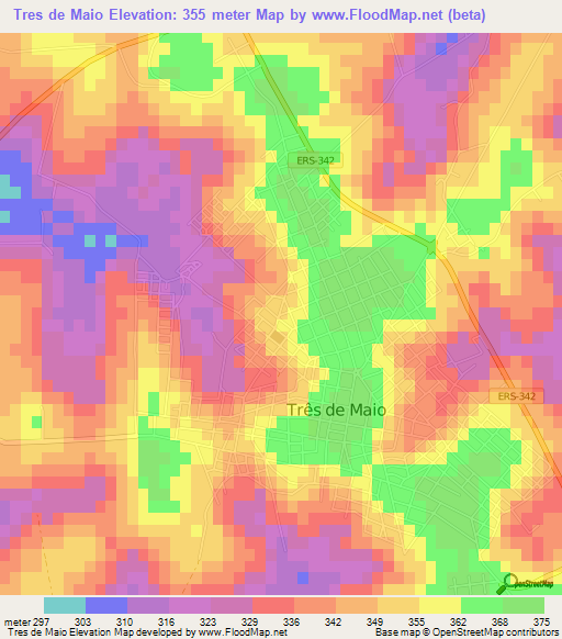 Tres de Maio,Brazil Elevation Map