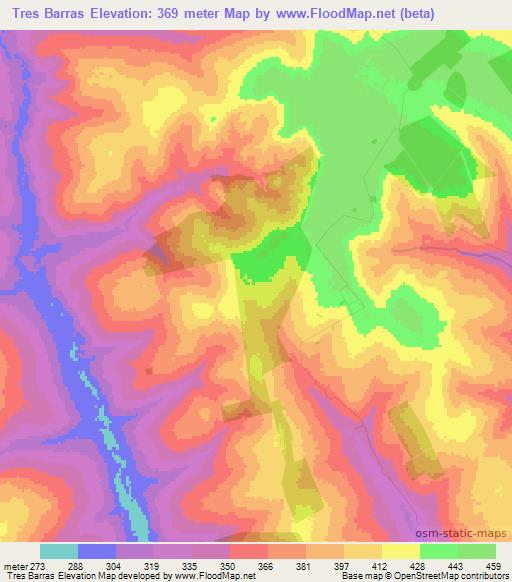 Tres Barras,Brazil Elevation Map