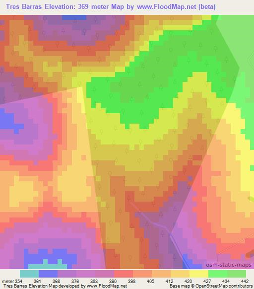 Tres Barras,Brazil Elevation Map