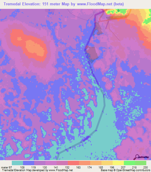 Tremedal,Brazil Elevation Map