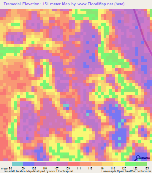 Tremedal,Brazil Elevation Map