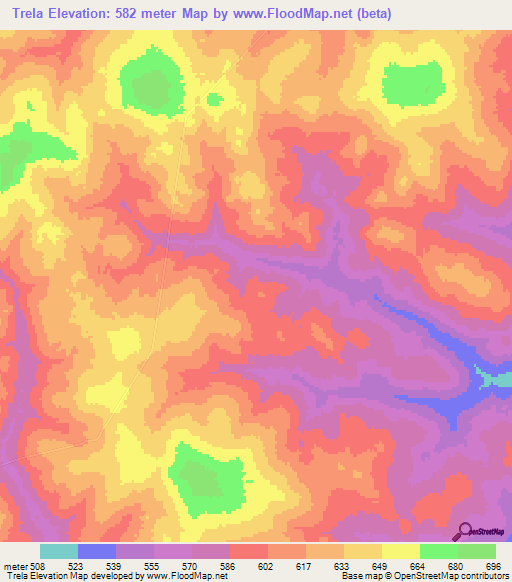 Trela,Brazil Elevation Map