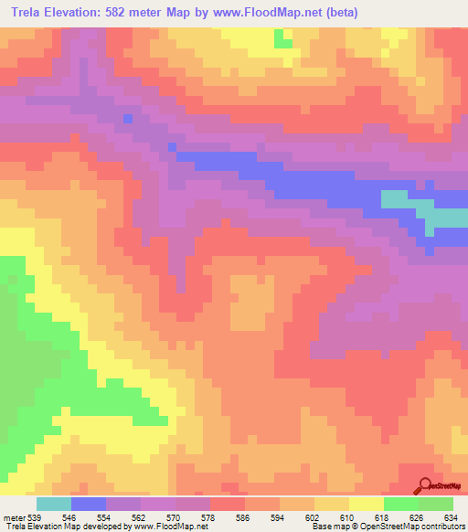 Trela,Brazil Elevation Map