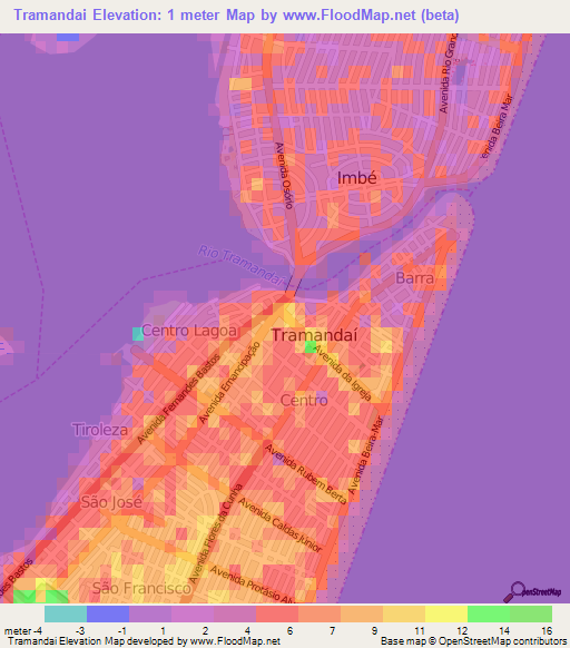 Tramandai,Brazil Elevation Map