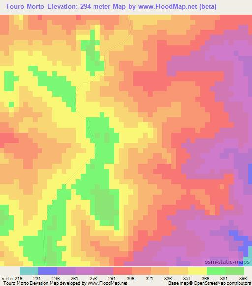 Touro Morto,Brazil Elevation Map