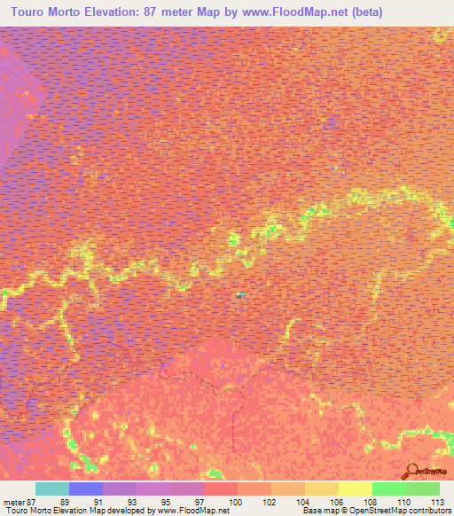 Touro Morto,Brazil Elevation Map