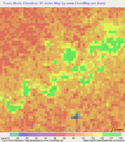 Touro Morto,Brazil Elevation Map