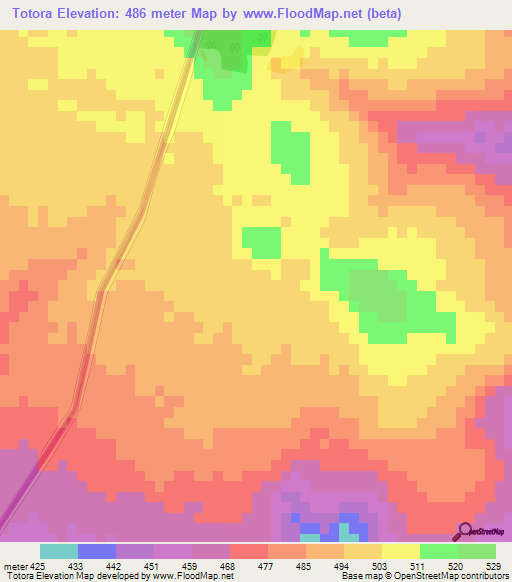 Totora,Brazil Elevation Map