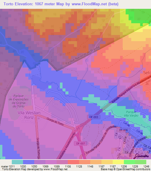 Torto,Brazil Elevation Map