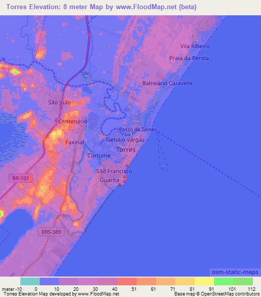 Torres,Brazil Elevation Map