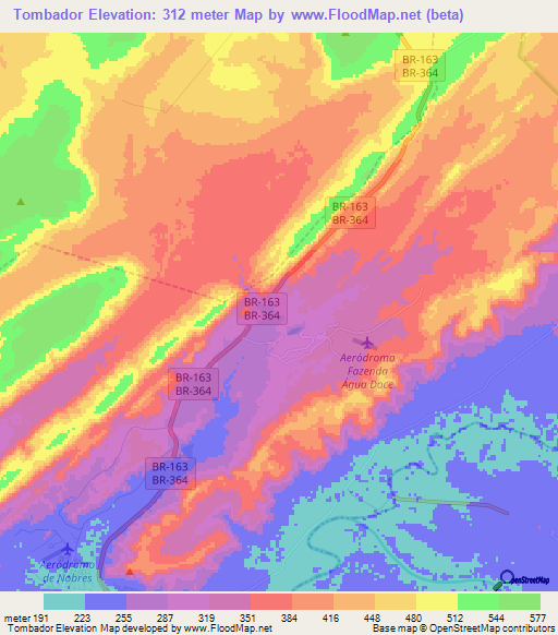 Tombador,Brazil Elevation Map