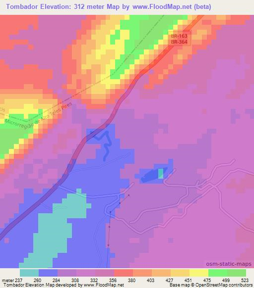 Tombador,Brazil Elevation Map