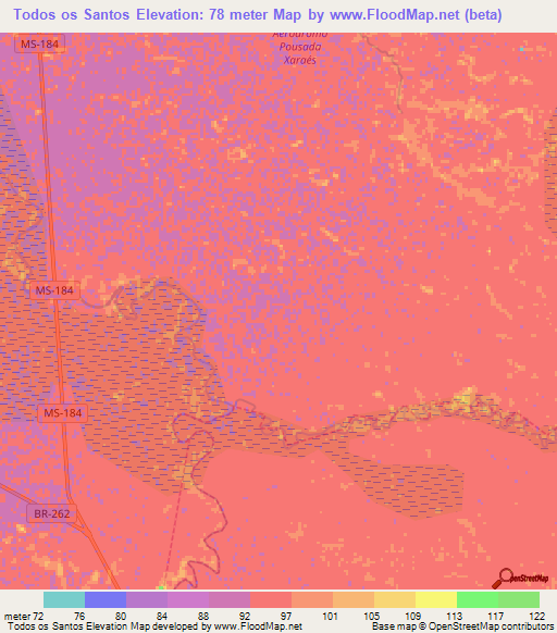 Todos os Santos,Brazil Elevation Map