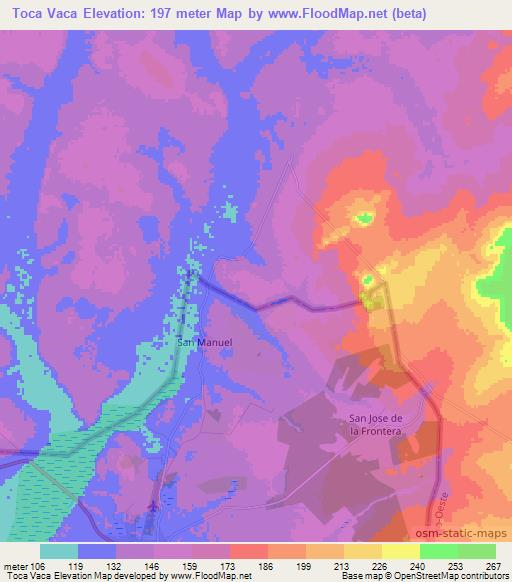 Toca Vaca,Brazil Elevation Map