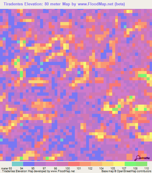 Tiradentes,Brazil Elevation Map