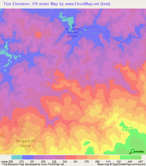 Tine,Brazil Elevation Map