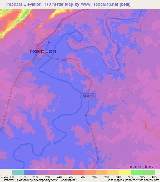 Timbozal,Brazil Elevation Map