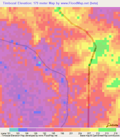 Timbozal,Brazil Elevation Map