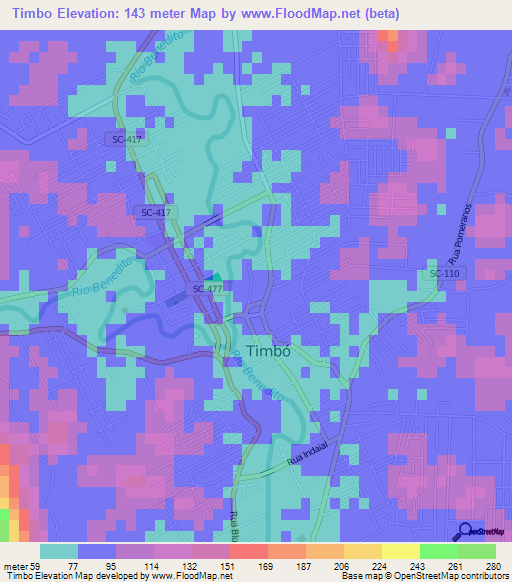 Timbo,Brazil Elevation Map