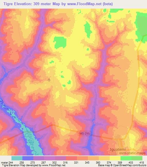 Tigre,Brazil Elevation Map