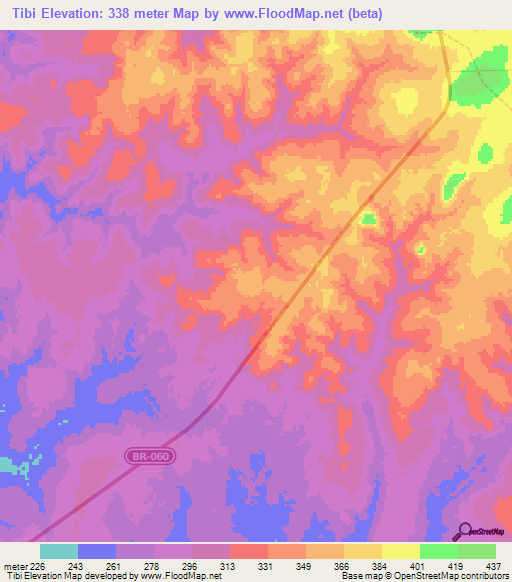 Tibi,Brazil Elevation Map