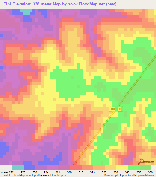 Tibi,Brazil Elevation Map