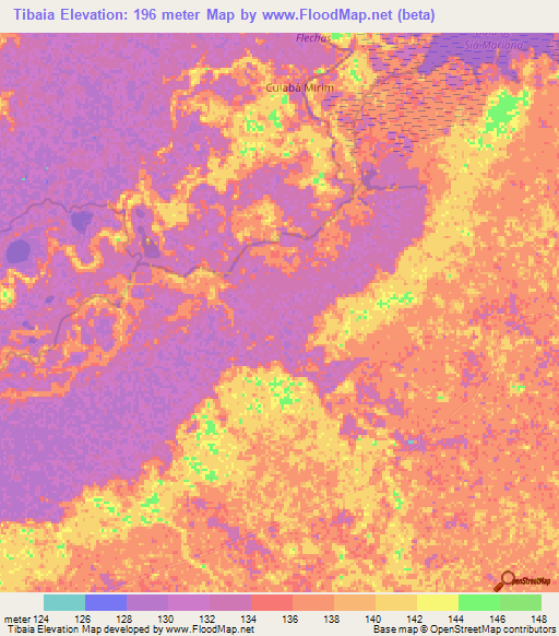 Tibaia,Brazil Elevation Map