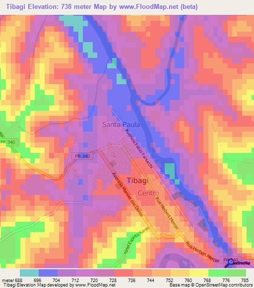 Tibagi,Brazil Elevation Map