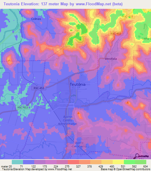 Teutonia,Brazil Elevation Map