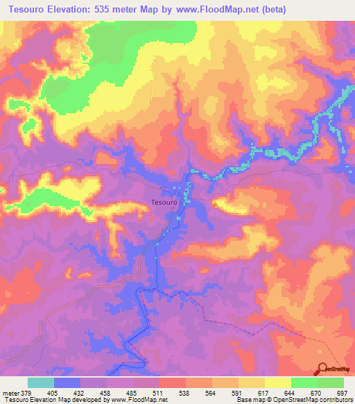 Tesouro,Brazil Elevation Map