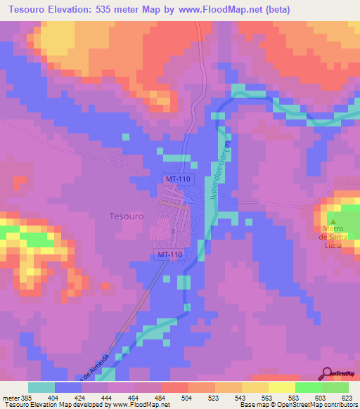 Tesouro,Brazil Elevation Map