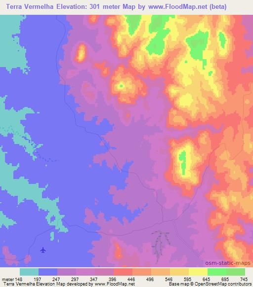 Terra Vermelha,Brazil Elevation Map