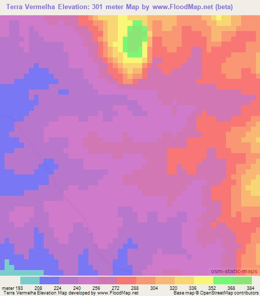 Terra Vermelha,Brazil Elevation Map