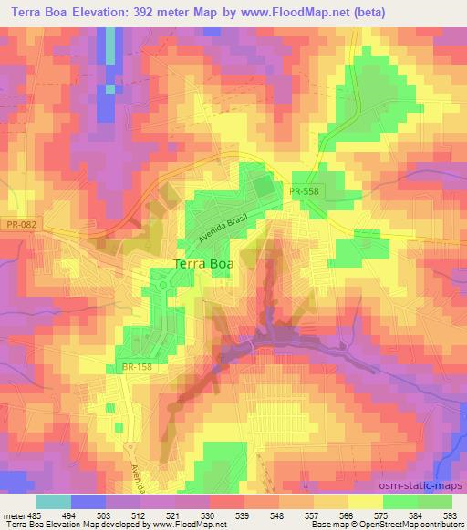 Terra Boa,Brazil Elevation Map