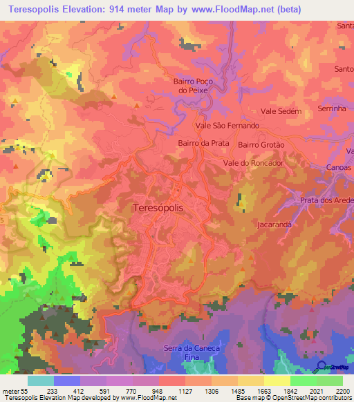 Teresopolis,Brazil Elevation Map