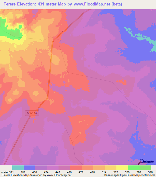 Terere,Brazil Elevation Map