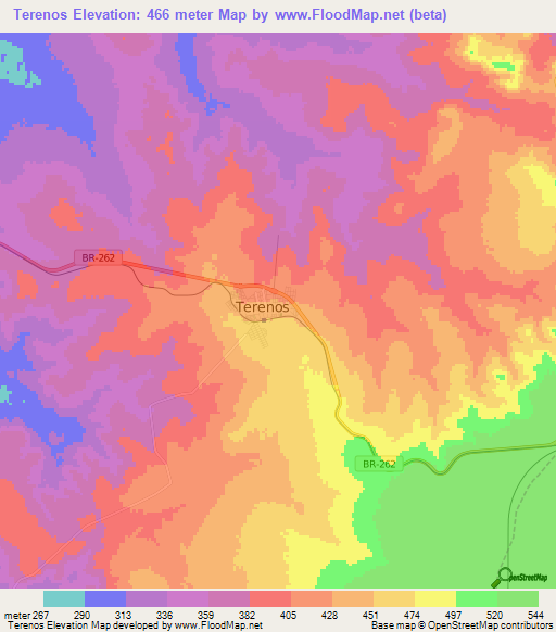 Terenos,Brazil Elevation Map