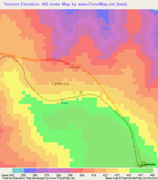 Terenos,Brazil Elevation Map