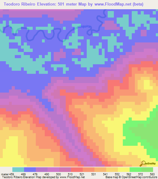 Teodoro Ribeiro,Brazil Elevation Map