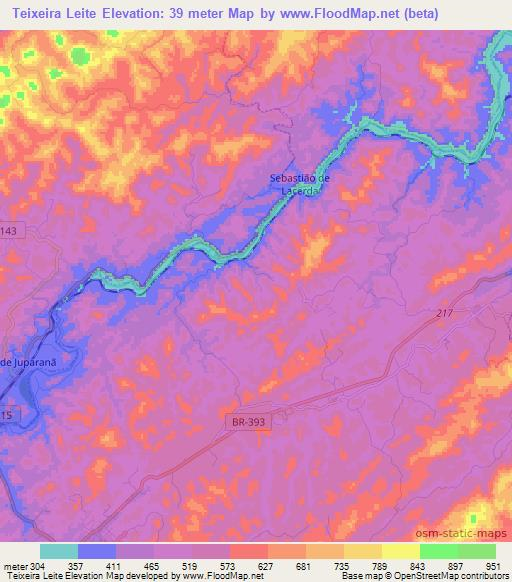 Teixeira Leite,Brazil Elevation Map